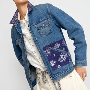 B Sides Lennon Jacket with Faded Indigo Patches in Isaac Wash